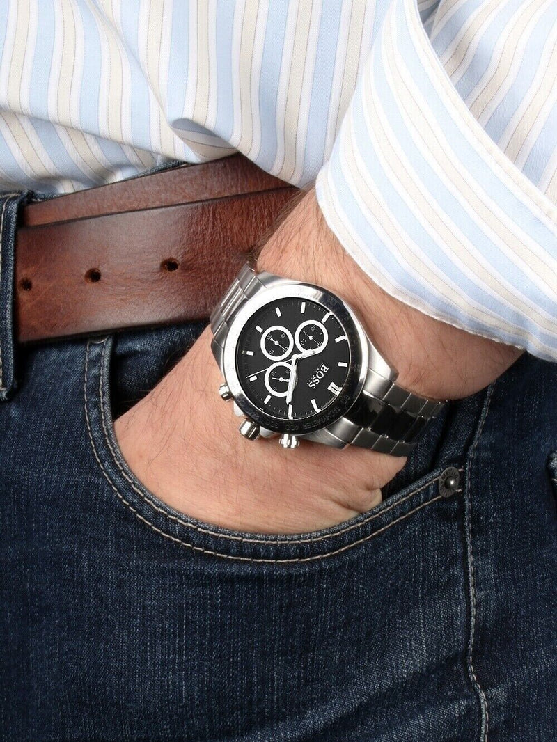 Hugo Boss Ikon Black Dial Black Leather Strap Watch for Men - 1513178 Buy Now By Hugo Boss
