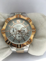 Shop Guess Vista Analog Diamonds Silver Dial Two Tone Steel Strap Watch for Women - W0024L1 in USA