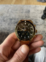 Movado Heritage Series 29mm Calendoplan Chronograph Black Dial Brown Leather Strap Watch For Men - 3650060 Buy Now By Movado