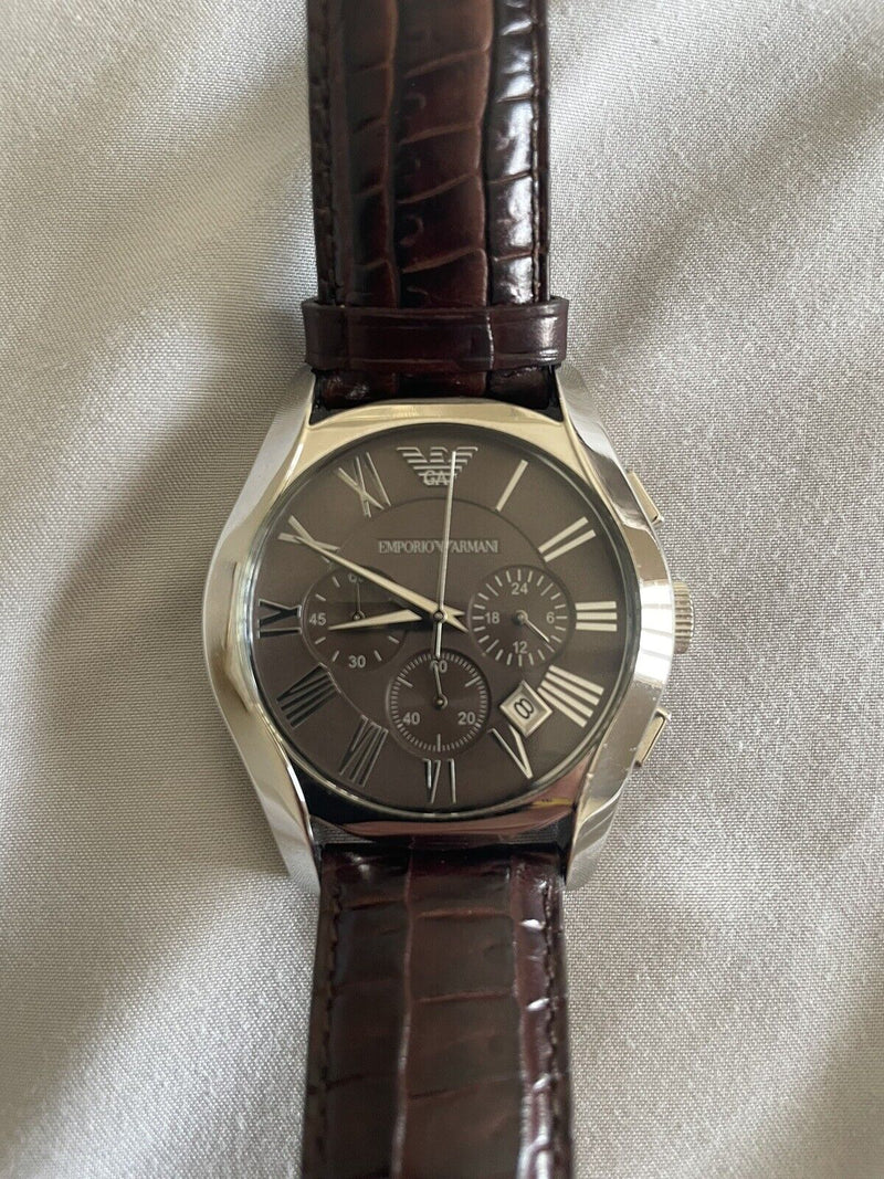 Emporio Armani Valente Chronograph Brown Dial Brown Leather Strap Watch For Men - AR0671 Buy Now By Emporio Armani