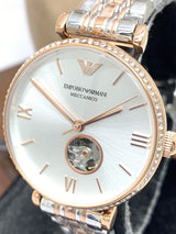 Emporio Armani Gianni T-Bar Analog White Dial Two Tone Steel Strap Watch For Women - AR60019 Buy Now By Emporio Armani