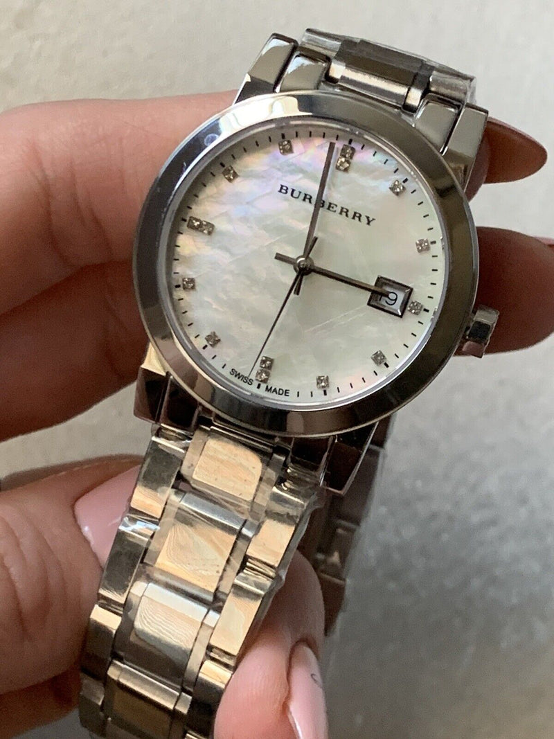 Burberry The City Diamonds Silver Dial Silver Steel Strap Watch for Women - BU9125 Buy Now By Burberry