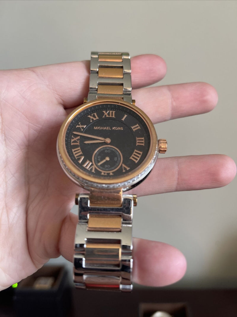Michael Kors Skylar Black Dial Two Tone Steel Strap Watch for Women - MK5957 Buy Now By Michael Kors