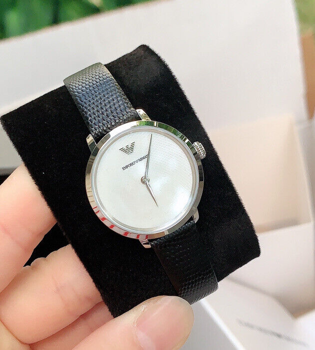 Emporio Armani Modern White Dial Black Leather Strap Watch For Women - AR11159 Buy Now By Emporio Armani