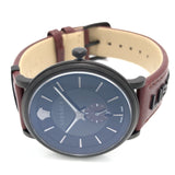 Versace V-Circle Manifesto Black Dial Maroon Leather Strap Watch for Men - VBQ040017 Buy Now By Versace