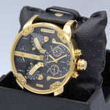 Diesel Mr Daddy Chronograph Black Dial Black Leather Strap Watch For Men - DZ7371 Buy Now By Diesel