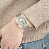 Guess Raven Diamonds Silver Dial Silver Steel Strap Watch for Women - GW0104L1 Buy Now By Guess