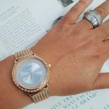 Shop Guess Willow Crystal Blue Dial Rose Gold Mesh Bracelet Watch For Women - W0836L1 in USA