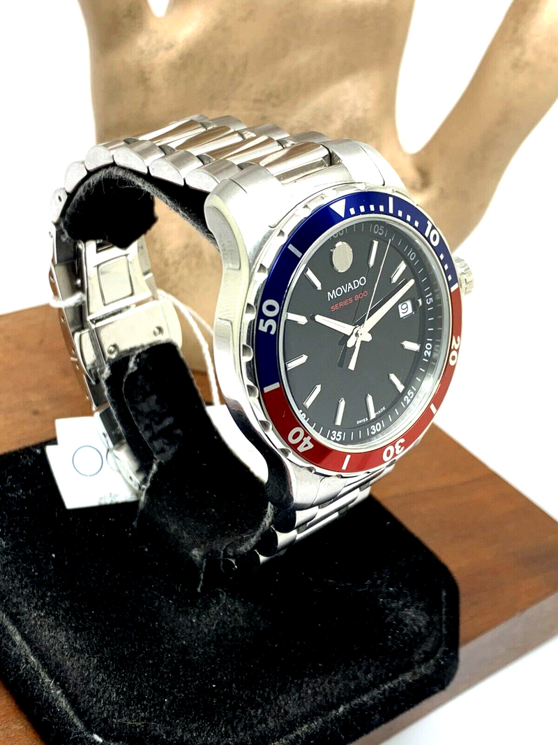 Movado Series 800 Pepsi Black Dial Silver Steel Strap Watch for Men - 2600152 Buy Now By Movado