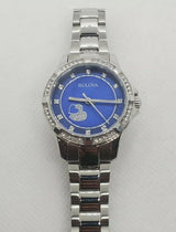 Bulova Crystal Collection Blue Mother of Pearl Dial Silver Steel Strap Watch for Women - 96L238 Buy Now By Bulova
