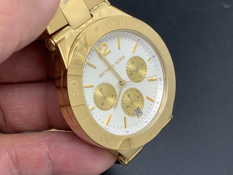 Michael Kors Wyatt Chronograph White Dial Gold Steel Strap Watch For Women - MK5933 Buy Now By Michael Kors