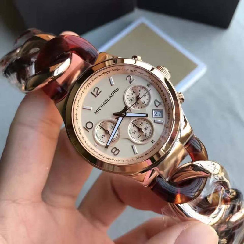 Michael Kors Runway Rose Gold Dial Two Tone Steel Strap Watch for Women - MK4269 Buy Now By Michael Kors