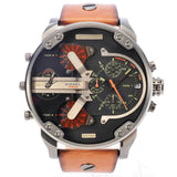Shop Diesel Mr Daddy 2.0 Black Dial Brown Leather Strap Watch For Men - DZ7332 in USA