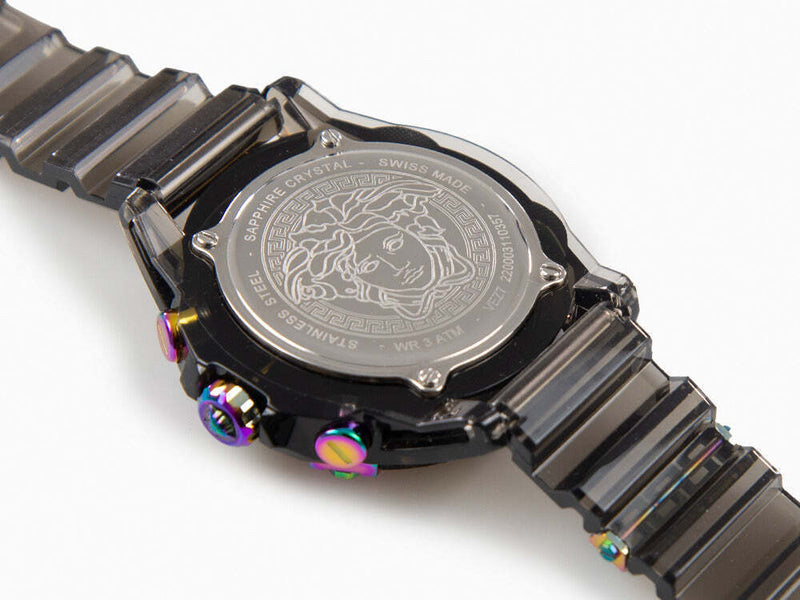 Versace Icon Active Chronograph Quartz Black Dial Black Steel Strap Watch For Men - VEZ701022 Buy Now By Versace
