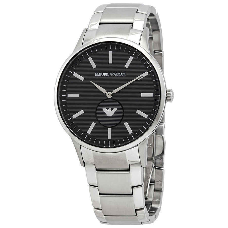 Shop Emporio Armani Renato Quartz Black Dial Silver Steel Strap Watch For Men - AR11118 in USA