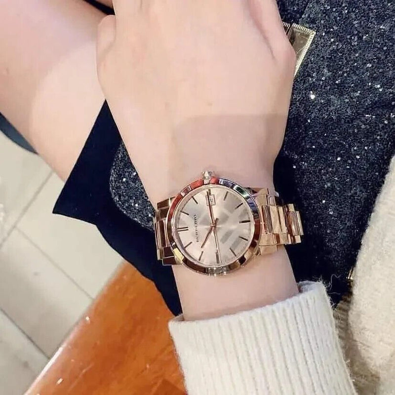 Burberry The City Rose Gold Dial Rose Gold Steel Strap Watch for Women - BU9135 Buy Now By Burberry