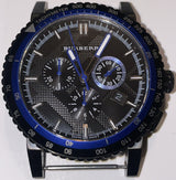 Burberry The City Sport Chronograph Black Dial Blue Rubber Strap Watch For Men - BU9807 Buy Now By Burberry