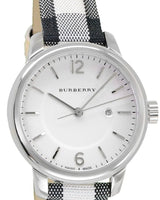 Shop Burberry Classic Stone Silver Dial Horseberry Black Leather Strap Watch for Women - BU10103 in USA