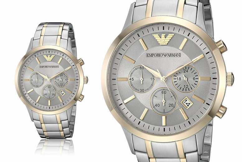 Emporio Armani Renato Chronograph Quartz Silver Dial Two Tone Steel Strap Watch For Men - AR11076 Buy Now By Emporio Armani
