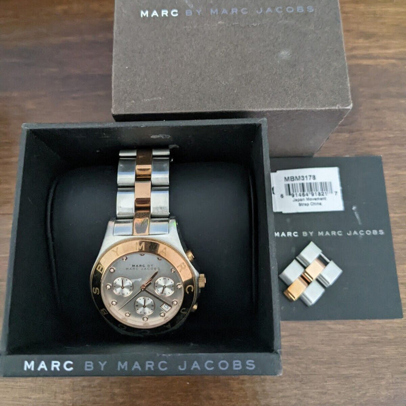 Marc Jacobs Blade Chronograph Silver Dial Two Tone Steel Strap Watch for Women - MBM3178 Buy Now By Marc Jacobs