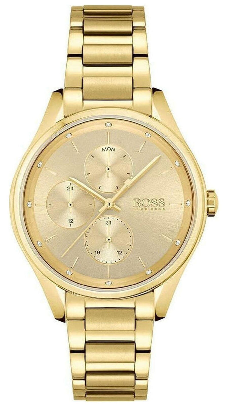 Hugo Boss Grand Course Gold Dial Gold Steel Strap Watch for Women - 1502584 Buy Now By Hugo Boss