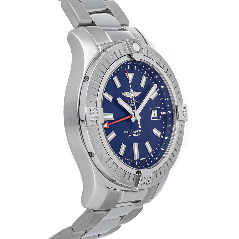Shop Breitling Avenger Automatic GMT 45 Blue Dial Silver Steel Strap Watch for Men - A32395101C1A1 in USA