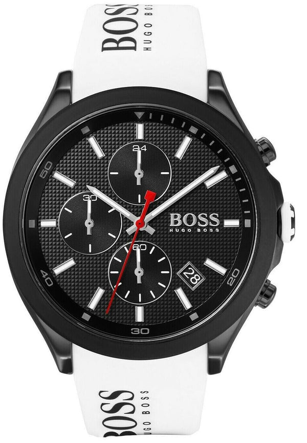 Shop Hugo Boss Velocity Black Dial White Rubber Strap Watch for Men - 1513718 in USA