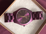 Shop Michael Kors Slim Runway Quartz Purple Dial Purple Steel Strap Watch For Women - MK4507 in USA
