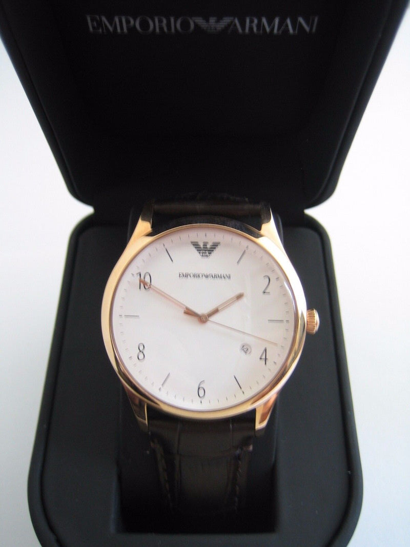 Emporio Armani Beta Chronograph White Dial Brown Leather Strap Watch For Men - AR1915 Buy Now By Emporio Armani
