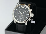 Emporio Armani Classic Chronograph Black Dial Black Leather Strap Watch For Men - AR0431 Buy Now By Emporio Armani