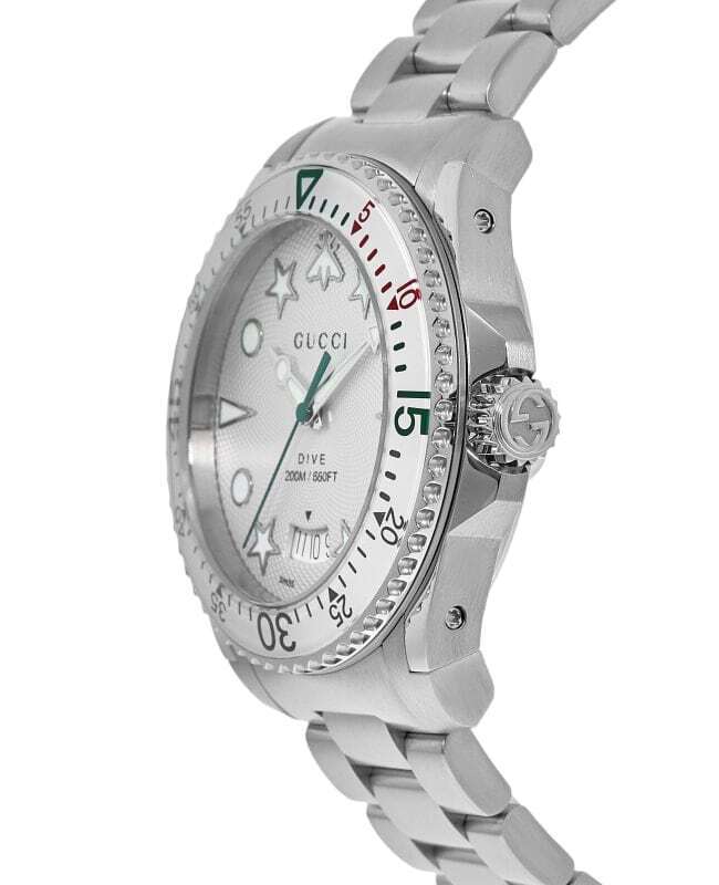 Shop Gucci Dive Quartz White Dial Silver Steel Strap Watch For Men - YA136336 in USA