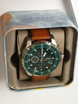 Fossil Dillinger Luggage Chronograph Green Dial Brown Leather Strap Watch for Men - FS5734 Buy Now By Fossil