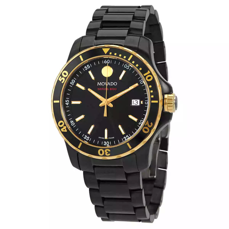 Movado Series 800 Black Dial Black Steel Strap Watch For Men - 2600161 Buy Now By Movado