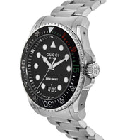 Shop Gucci Dive Analog Black Dial Silver Steel Strap Watch For Men - YA136208 in USA
