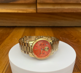 Michael Kors Runway Chronograph Orange Dial Gold Steep Strap Watch For Women - MK6162 Buy Now By Michael Kors