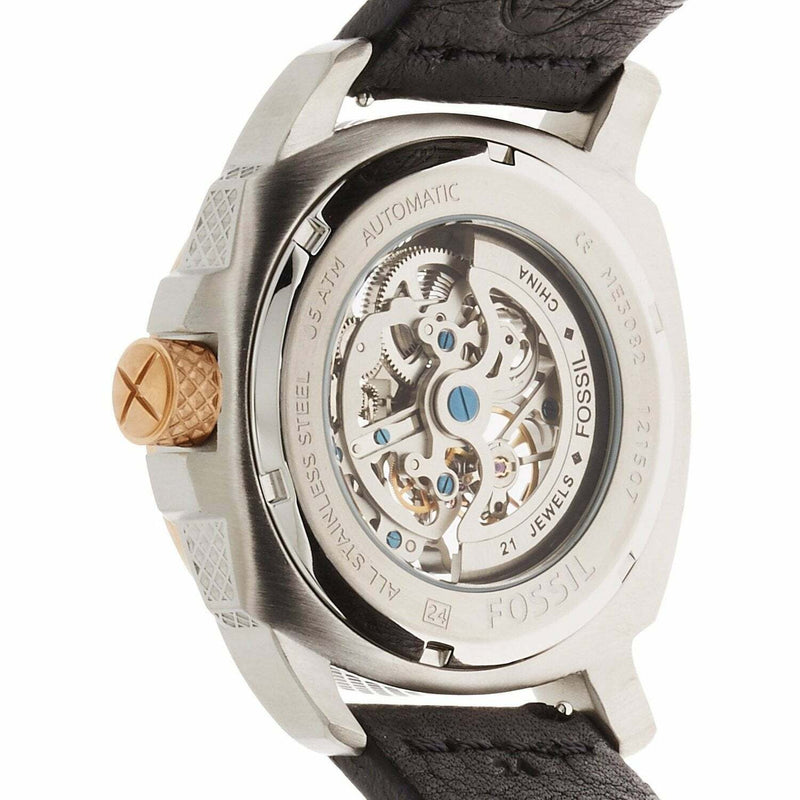 Fossil Modern Machine Automatic Skeleton Dial Black Leather Strap Watch for Men - ME3082 Buy Now By Fossil