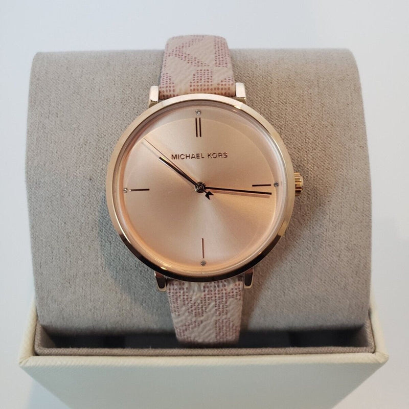 Michael Kors Jayne Three Hand Rose Gold Dial Pink Leather Strap Watch For Women - MK7130 Buy Now By Michael Kors