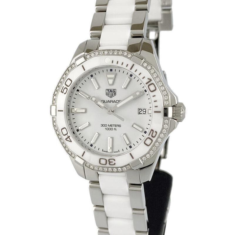 Shop Tag Heuer Aquaracer Diamonds White Dial Two Tone Steel Strap Watch for Women - WAY131H.BA0914 in USA