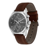 Hugo Boss Aeroliner Chronograph Quartz Grey Dial Brown Leather Strap Watch For Men - HB1512570 Buy Now By Hugo Boss