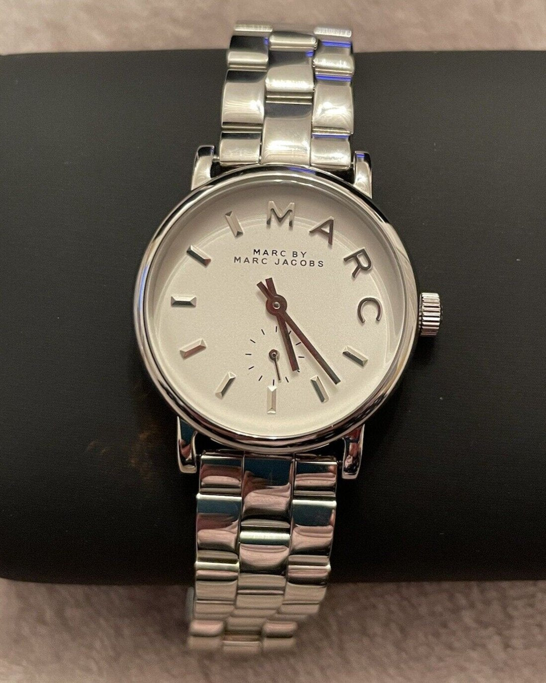 Marc Jacobs Baker White Dial Silver Steel Strap Watch for Women - MBM3246