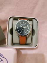 Fossil Forrester Chronograph Blue Dial Brown Leather Strap Watch for Men - S5607 Buy Now By Fossil