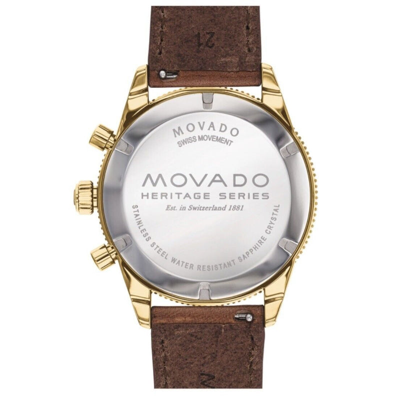 Movado Heritage Chronograph Green Dial Brown Leather Strap Watch For Men - 3650062 Buy Now By Movado