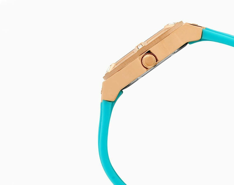 Guess Jet Setter White Dial Turquoise Silicone Strap Watch For Women - W0564L3 Buy Now By Guess