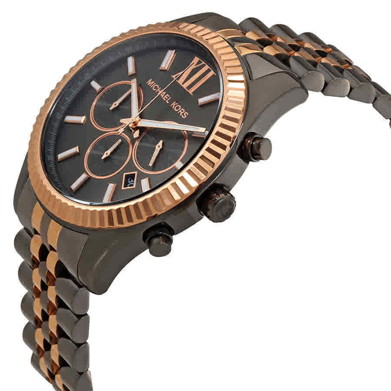 Michael Kors Lexington Chronograph Black Dial Two Tone Steel Strap Watch for Men - MK8561 Buy Now By Michael Kors