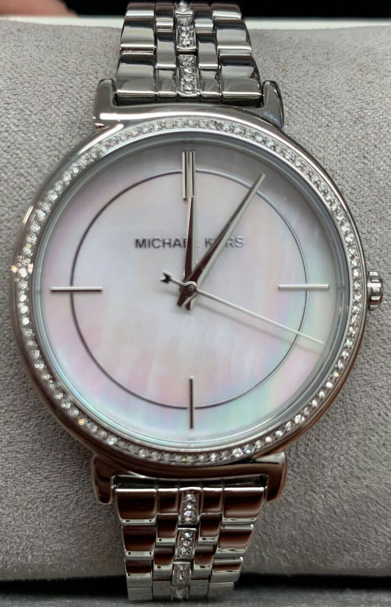 Michael Kors Cinthia White Mother of Pearl Dial Silver Steel Strap Watch for Women for Women - MK3641 Buy Now By Michael Kors