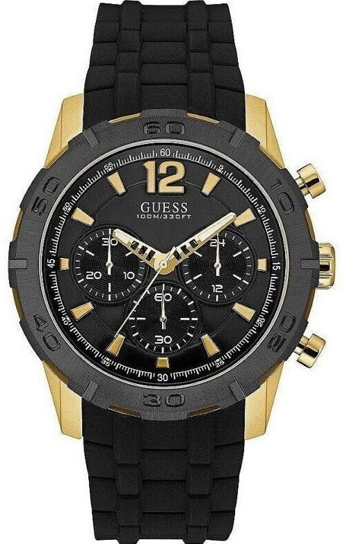 Shop Guess Caliber Chronograph Black Dial Black Rubber Strap Watch for Men - W0864G3 in USA