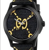 Gucci G Timeless Ghost Black Dial Black Leather Strap Watch For Men - YA1264019 Buy Now By Gucci