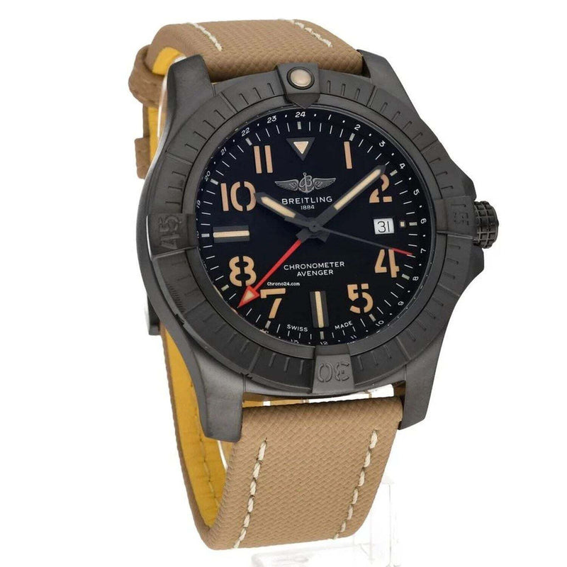Shop Breitling Avenger Automatic GMT 45 Black Dial Brown Nylon Strap Watch for Men - V32395101B1X1 in USA