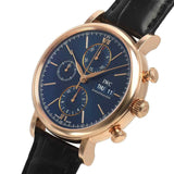 Shop IWC Portofino Chronograph Blue Dial Black Leather Strap Watch for Men - IW391035 in USA