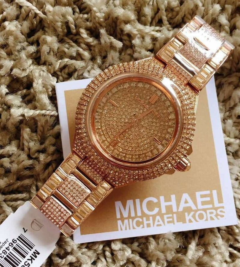 Shop Michael Kors Camille Crystal Rose Gold Dial Rose Gold Steel Strap Watch for Women - MK5862 in USA